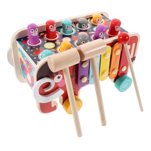 BCOATH Montessori Lernspielzeug Hölzernes mit Playthings Feinmotorik Xylophon Wacksspielzeug Mitziehen Spielspielzeug Frühe Baby Holzspielzeug Bank der die Hämmerung für Hämmerndes von BCOATH