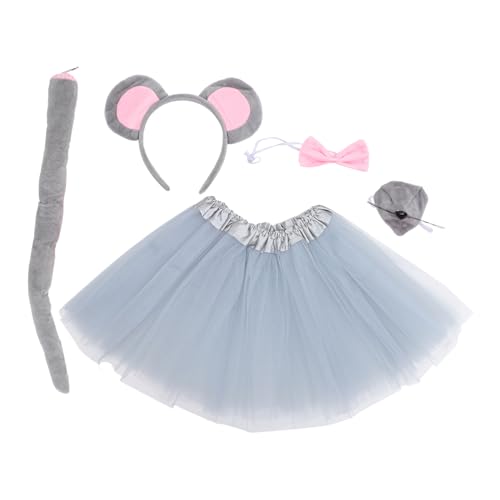 BCOATH Mouse Kostüm Set mit Weichem Stirnband Schleife Nasenprop und Grauem Tüllrock Leichtes Bequemes Tierkostüm Zubehör für Halloween Fasching Karneval Party BCOATH Mouse Kostüm Set mit Weichem Stirnband Schleife Nasenprop und Grauem Tüllrock Leichtes Bequemes Tierkostüm Zubehör für Halloween Fasching Karneval Party von BCOATH