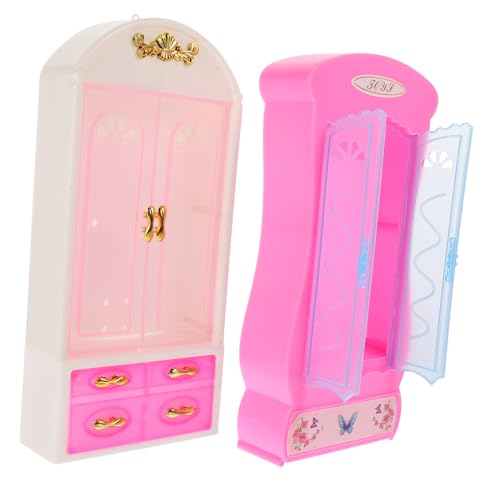 BCOATH Plastikgarderobe Puppen Schmuck Miniatur Kleiderschrank Garderobe für Puppenhaus Requisite Möbel Kleidung Organizer House Puppenschrank Zubehör von BCOATH