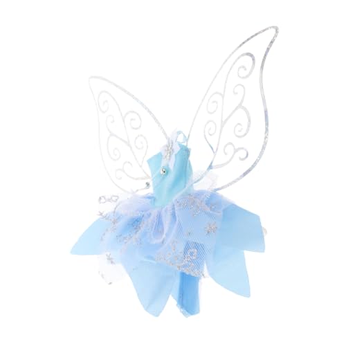 BCOATH Puppe Feenkleid Mit Schmetterlingsflügeln Für Kinder, Anzieh-Requisiten, Babypuppe, Halloween-fee, Glitzerndes Kostümzubehör Für Kleine Mädchen, Spielzeug, Blau von BCOATH