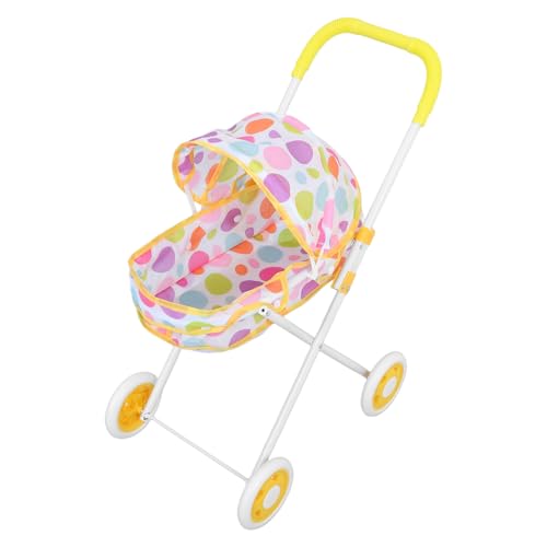 BCOATH Puppenwagen Lebensechter Babypuppen-Kinderwagen Kinderwagen Mini-Kinderwagen Lernspielzeug Für Zusammenklappbarer Kinderwagen Puppenzubehör Yellow Polyester von BCOATH