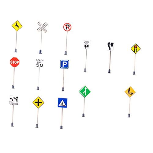 BCOATH Schulunterrichtshilfen Simulationsmodell Street Road Signs Playsetelectric Traffic Lights Toy Miniaturverkehrsbarriere Verkehrsszenenschild Crosswalk Road Signs Living Traffic Toy von BCOATH