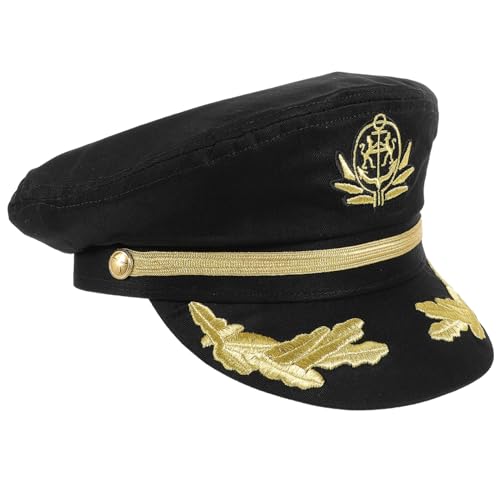 BCOATH Schwarze Bestickte Matrosen-kapitänsmütze Angenehm und Flexibel für Cosplay Karneval und Outdoor-partys Detailreich Verarbeitet und Realistisch Gestaltet BCOATH Schwarze Bestickte Matrosen-kapitänsmütze Angenehm und Flexibel für Cosplay Karneval und Outdoor-partys Detailreich Verarbeitet und Realistisch Gestaltet von BCOATH