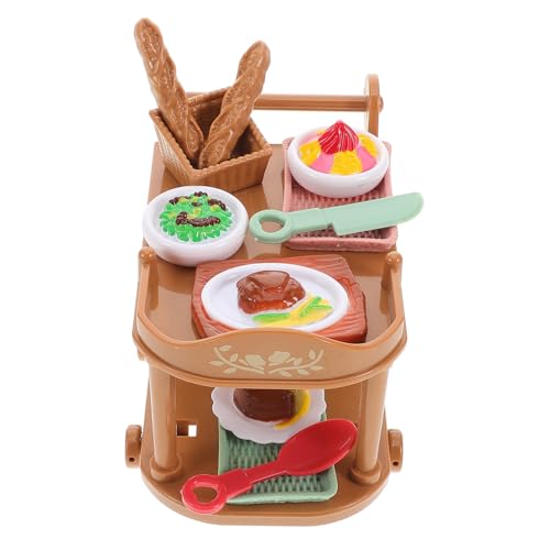 BCOATH Simulierter Speisewagen Spielzeug Puppenkuchen Mini Esswagen Puppenhausmöbel Puppenhaus Küchenzubehör Künstliches Brot Rollenspielküche Spielzeug Mini Puppenhaus Zubehör von BCOATH