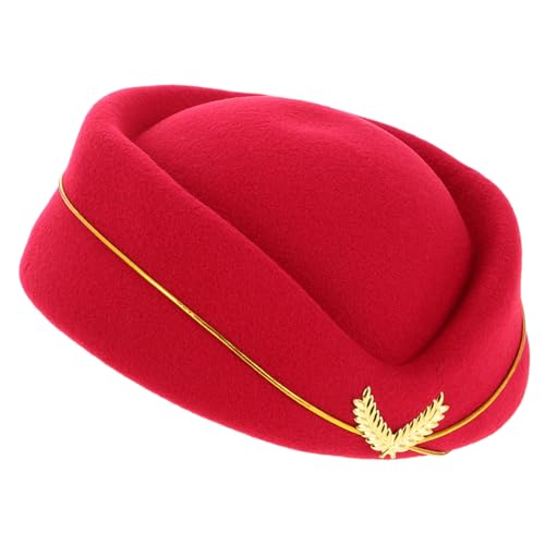 BCOATH Stewardess Beret Damen Hut Dunkelrot Elegantes Cosplay Kostüm Accessoire Bühnenauftritt Komfortabel Modisch Vielseitig für Themenpartys und Aufführungen BCOATH Stewardess Beret Damen Hut Dunkelrot Elegantes Cosplay Kostüm Accessoire Bühnenauftritt Komfortabel Modisch Vielseitig für Themenpartys und Aufführungen von BCOATH