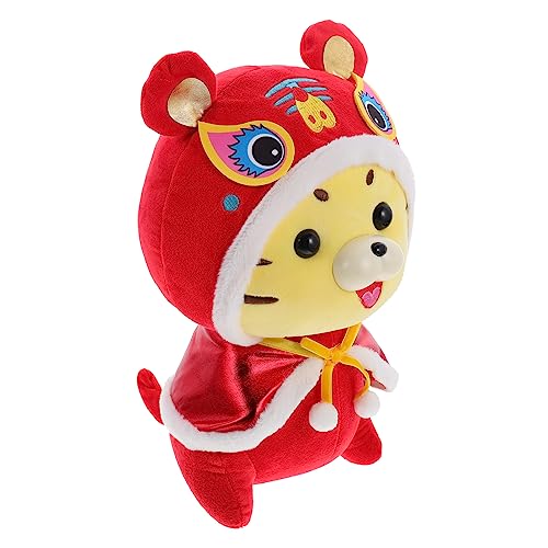 BCOATH Tiger Plüsch Puppe Plüschspielzeugkissen Auto Spielzeug neues Jahr Puppe Spielzeug plushdoll plüsch Tiger entzückende Tigerpuppe dekoratives Tigerpuppenspielzeug Kurzplüsch rot von BCOATH