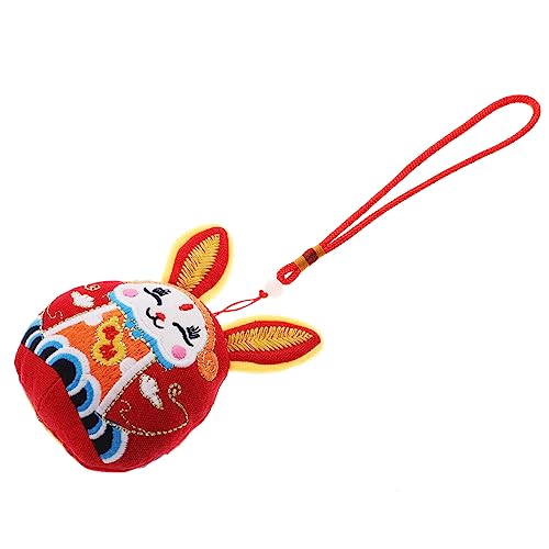 BCOATH Wufu-Kaninchen-Verzierung Plüschtier Plüschfigur Spielzeug Desktop-Spielzeug Hasen anhänger hasenfiguren Kaninchen-Maskottchen-Puppe Plüsch-Kaninchen-Puppe PP Baumwolle rot von BCOATH