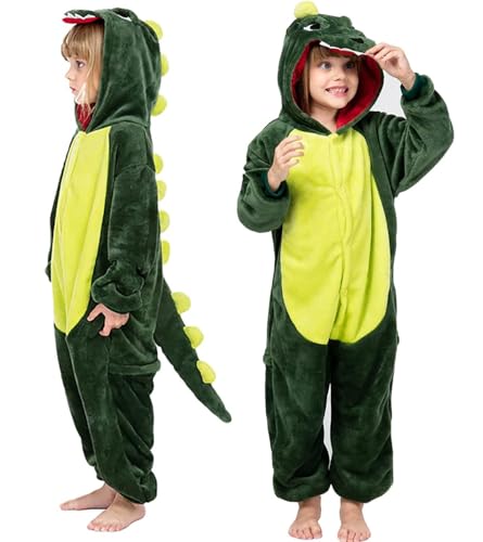 BCVSER Dinosaurier Jumpsuit Kostüm Kinder, Tier Onesie für Mädchen Jungen Kinder, Karnevals Kostüme (110) von BCVSER