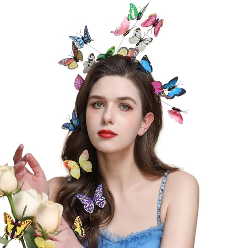 BCVSER Schmetterling Haarreif + 8 Stück Haarspangen, Schmetterling Fascinator Stirnband Damen Mädchen Kinder, Schmetterling Karneval Kostüm, für Karneval, Fasching, Mottoparty, Cosplay von BCVSER