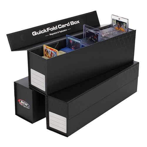 BCW QuickFold Kartenboxen – 3 Stück – Schwarz – Magnetverschluss Kartenaufbewahrungsbox | Hält je 850 bis 1200 Karten | Passend für Toploader und magnetische Kartenhalter | Einfach zu montieren von BCW