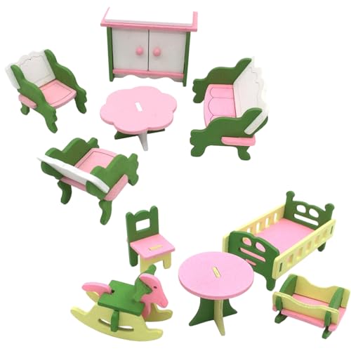 10 Stück Puppenhaus Möbel, Miniatur Möbel Set für Puppenhaus, Realistische Puppenstubenmöbel Puppenhaus Zubehör aus Holz, Kreatives Spielzeug für Sammler 10 Stück Puppenhaus Möbel, Miniatur Möbel Set für Puppenhaus, Realistische Puppenstubenmöbel Puppenhaus Zubehör aus Holz, Kreatives Spielzeug für Sammler von BDBFPAN