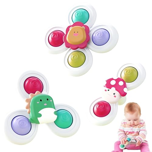 3 Stück Saugnapf Spielzeug Baby, Spinner Baby, Baby Spinner Mit Saugnapf, Interessant Fidget Spinner Baby Für Use at Home, Bathroom, Kindergarten Trip, Outdoor Beach Garden von BDBFPAN