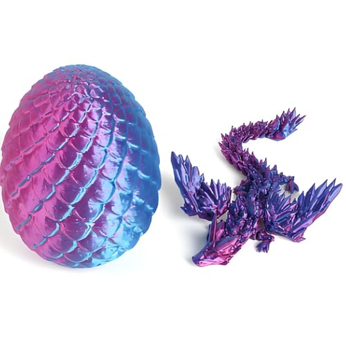 3D Drache Im Ei,3D Drache Mr Beast Drachenei 3D-Gedruckter Drache Im Inneren Heimbüro Easter Dracheneier Wohnkultur Kinder Spielzeug Laser Purple Flying Dragon Egg Kombination von BDBFPAN