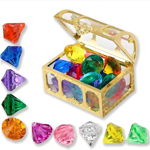 BDBFPAN 10Pcs Diamanten Kind with Schachteln,Diamant Tauchringe für Kind Diamanten Kind Diamant Spiel Aquarien Tischdeko Party Mitgebsel Hochzeit Piraten-Schatzsuche Kind spielzeug von BDBFPAN