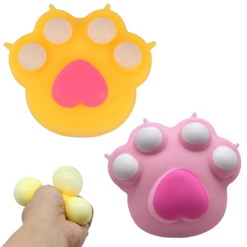 Squeeze Toy, Katzenpfoten Squishy, Anti Stress Spielzeug, Antistressball Anti Stress Bälle Stressabbauendes Spielzeug Stressball (Gelb und Violett) von BDBFPAN