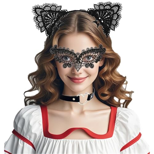 BDBFPAN Katzenohren Haarreif, Katzenohren Halloween, Einzigartig und Auffällig Katzenkostüm Damen, für Cosplay, Karneval Party, Halloween, für Schöne Mädchen und Katzenliebhaber (3pcs) von BDBFPAN