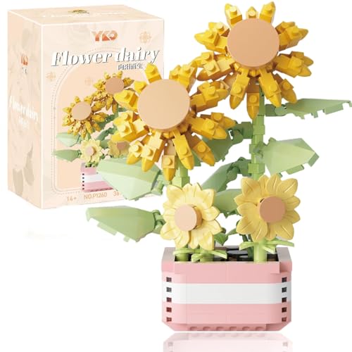 Klemmbausteine Blumen, Klemmbausteine Pflanzen, Mini Pflanzen Sonnenblumen Bausteine Blumen Pflanzentopfe Und Blumentöpfe Geschenke Für Pflanzenmittel Sonnenblumenspielzeug Für Innendekoration von BDBFPAN