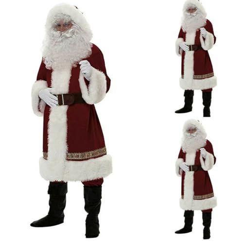 BDBRHFG Weihnachtsmann-Kostüm Für Herren, Set, 7-Teilig, Weihnachtsmann-Kostüm-Outfit Für Erwachsene, Deluxe-Weihnachtsmann-Kostüm Für Party A,L von BDBRHFG