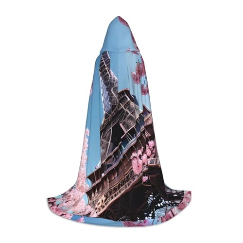 BDDFN Ölgemälde Paris Eiffelturm Druck Unisex Halloween Kapuzenumhang für Cosplay Umhang Halloween Rollenspiel Hexe Gothic von BDDFN