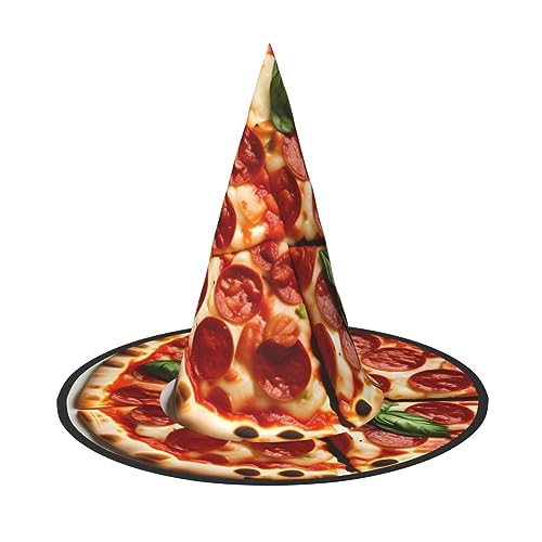 BDDFN Pizza Food Print Halloween Vielseitiger Hexenhut Erwachsene Halloween Hut Vollparty Hexenkostüm von BDDFN