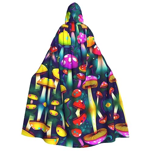 Bright Mushrooms Kunstdruck Erwachsene Kapuzenumhang Kostüm Uni Umhang für Karneval Dekor und Cosplay-Partys von BDDFN