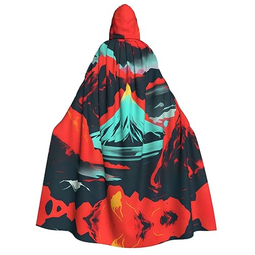 Volcano Bloom Print Erwachsene Kapuzenumhang Kostüm Uni Umhang für Karneval Dekor und Cosplay Partys von BDDFN