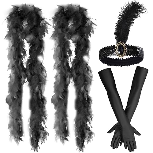 BDSHUNBF 4 Stück Federboa, Feder Boa, Flauschige Federboa, Frauen Feder Boas, Kostüm-Accessoire, für Cosplay, Halloween, Weihnachten, Kostüm Karneval, Kostümparty von BDSHUNBF