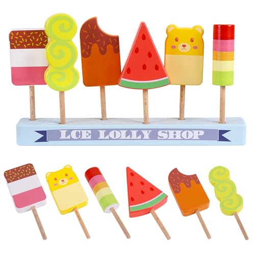 BDSHUNBF Eiscreme Spielzeug Eisdiele Kinder, Kinderküche Spielküche Zubehör, Ice Cream Set Eisdielenspielzeug, Pretend Play Food Toys Ice Cream Shop Spielset, EIS am Stiel Spielzeug (Niedlich, 7) von BDSHUNBF