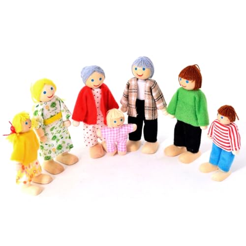 BDSHUNBF Puppenhaus Puppen, 7 Stück Puppenhaus Familie, Figuren Puppen Spielset, Puppenhaus Figuren, Puppenhaus Puppenfamilie, Puppen Familie Set, für Puppenhaus Zubehör Geschenk von BDSHUNBF