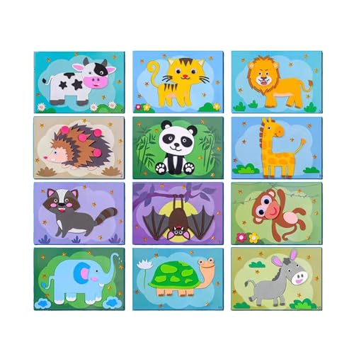 12pcs Cartoon Eva Aufkleber Spielzeug 3D Creative DIY Cartoon Animal Sticker Safe Eva Foam Lustige Aufkleber Spielzeug süßes Lernspielzeug für Kinder (A-Klassisches Tier), Aufkleberspielzeug von BEAHING