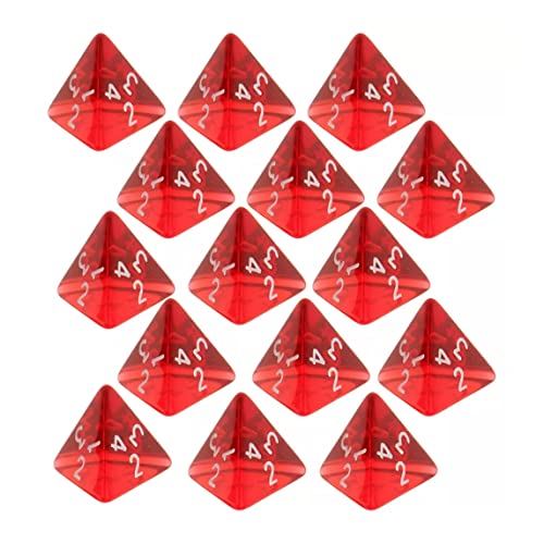 15pc Red Dice Set D4 Vierseitiger Edelstein Würfel 2cm 4-Die-RPG-Würfel Würfel-Spieler ACCS und nützliche praktische und kostengünstige. von BEAHING