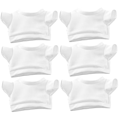 6 Stcs weißes Teddybären -T -Shirt, Basic leer Teddybärenhemd Klassiker gefülltes Tierhemd Plüsch Bären Hemd Passform 12 Zoll gefülltes Puppen von BEAHING