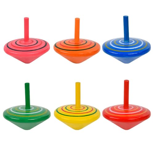 BEAHING 6pcs Gyroscope Toy Hölzer klassisch klassisch farbenfrohe leichte Spinning Top Educational Developmental Stress Relief Spinning Toy für Jungen Mädchen, Spinning Top von BEAHING