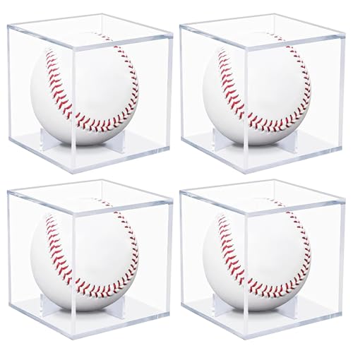 Acryl -Vitrine -Hülle, Baseball -Anzeigekoffer, 4pcs UV geschützte klare Acryl -Baseballhalter, 3,2 x 3,2 x 3,2 Zoll Square Baseball -Hülle, tragbarer Baseball -Displayständer, Baseballständer von BEAHING