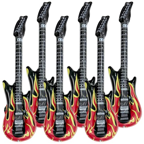 BEAHING Aufblasbare Gitarren für Kinder, 6PCs wasserdichte PVC -Gitarre, 36,6 -Zoll -Spielzeuggitarre, aufblasbare Instrumente für Partypape, Gitarre für Kinder in die Luft sprengen von BEAHING