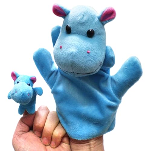 BEAHING 1 Set Handpuppen Hippo Plüsch Finger Puppen für Kinder Rollenspiele Handpuppen entzückende Tierpuppen für Kinder für das Geschichtenerzählen von Spielzeiten, Handpuppen von BEAHING