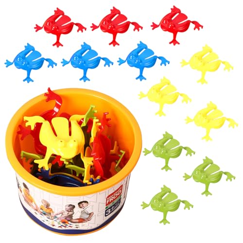 BEAHING 12 PCs Jumping Frog Toy, lustige hüpfende Froschspielzeug mit Eimer Plastikfrogs Spielzeug für Jungen und Mädchen Party Gefälligkeiten von BEAHING