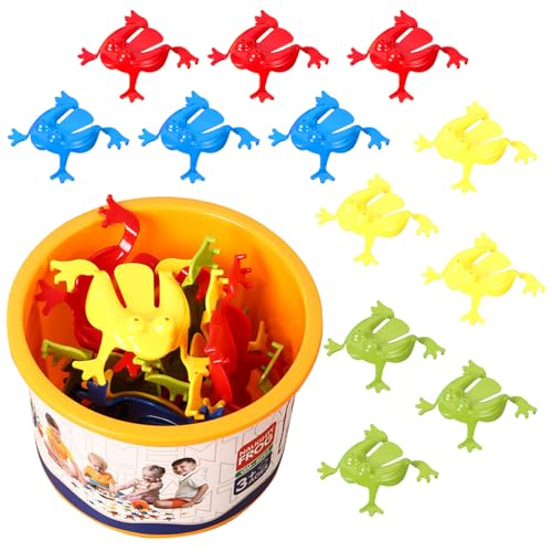 BEAHING 12 -pcs springen Froschspielzeug mit einem Eimer, Plastiksprungfrösche für Kinder Frosch Spielzeug Finger drücken lustige Springfrosch -Froschspielzeug für Jungen Mädchen von BEAHING