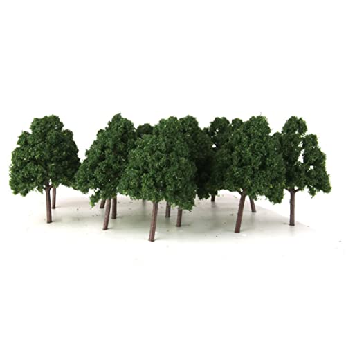 BEAHING 25pcs 1: 150 künstliche Baummodelle Mini -Baum Miniatur -Pflanzenarchitektur Landschaft Landschaft Dekor Dunkelgrüne Kunststoffbäume von BEAHING