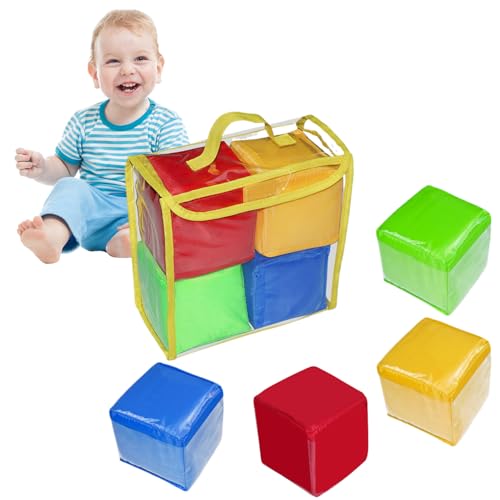 BEAHING 4PCS -Taschenwürfel, 3,9 -Zoll -Quadrat -Softschaumwürfel mit transparenter Tasche, DIY -Bildung Big Dice, Spiele Würfel Spielen für das Unterrichten von Taschenwürfeln von BEAHING