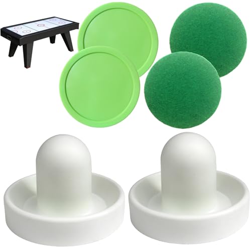 BEAHING Air Hockey Pucks, Air Hockey Pushers 6pcs/Set mit großen, lebendigen Green Air Hockey Pucks & Air Hockey Paddles Tors Paddles Ersatzzubehör für Spieltische, Air Hockey Paddles von BEAHING