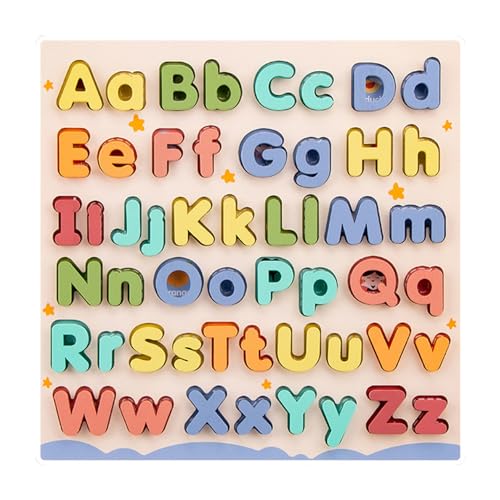 BEAHING Alphabet -Puzzle, Holzrätsel für Kleinkinder 26pcs Holz Alphabet Briefe Board Alphabet Zahlenform Rätsel Rätsel Bildungsspielzeug für Kleinkinder Alter 3+ von BEAHING