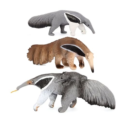 BEAHING Anteater Figur, Anteater Figur, 3 PCs realistische Tierfiguren, Wildtier -Vorzeige Spielzeugfigur, Plastik -Vorzüge Spielzeug Wildtiermodelle Kinderspieltierfiguren für Kinder von BEAHING