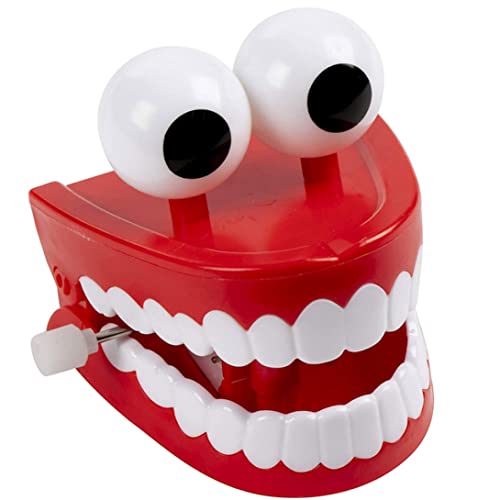 BEAHING Aufwickeln plaudert Spielzeug Choming-Zähne Kunststoff rote Requisiten mit Augen für Party Weihnachten Halloween-Gefälligkeiten, Uhrwerk Zahnprotheart Spielzeug rot von BEAHING