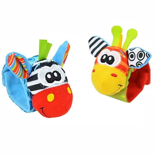 BEAHING Baby Rassle, Kinder Armband Kinder Armband Armband Weiche Plüschpädagogische Rasseln Spielen Spielzeuggeschenke zufällige Farbe 2 PCs Süßes Cartoon Baby Rassle Spielzeug von BEAHING