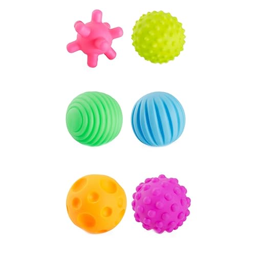 BEAHING Baby sensorische Bälle 6 PCs Baby Handfang Massagebällchen mit BB Sound Bunte Greifkugeln für Kinder Baby, Babyssensorische Kugeln von BEAHING