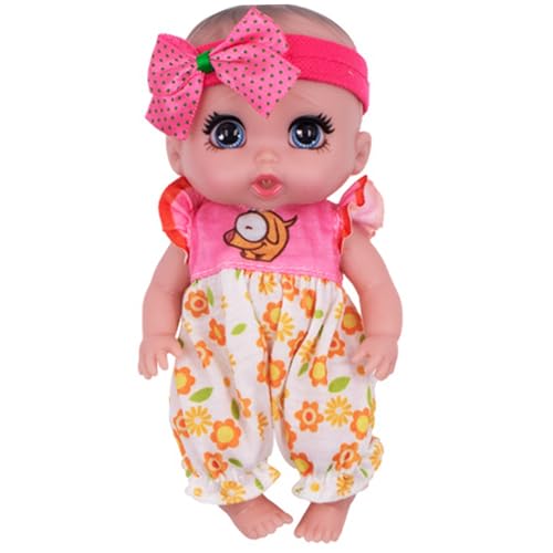 BEAHING Babypuppe, Mini -Babypuppen mit großen Augen 6 realistische Babypuppen mit Kleidung und Bogenstirnbandgelenk beweglicher PVC winzige Babypuppe, Geschenke für Mädchen, Puppen von BEAHING