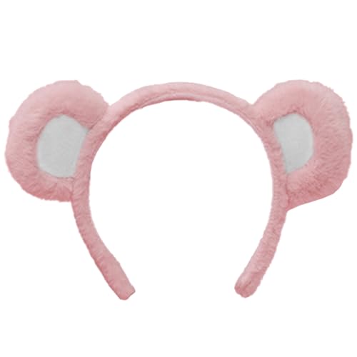 BEAHING Bärenohren Stirnband für Mädchen Süßes Cartoon Plüsch dekorativ staubdichter Bärenohren Bär Kostüm für Cosplay -Party Make -up Waschen Gesicht, Style 2 Bärenohren Stirnband von BEAHING