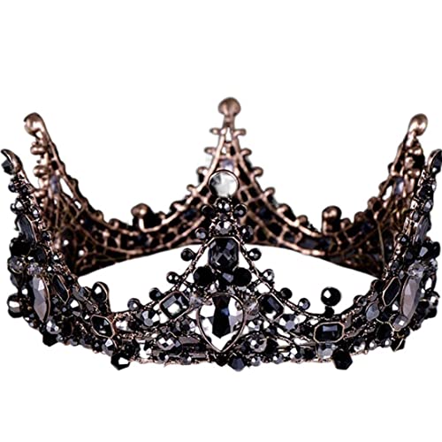 BEAHING Barock schwarzer Brautkristall Tiara Gothic Hochzeit Kopfbedeckung Vintage Queen Hair Accessoires für Frauen und Mädchen (Typ 3) Brautzubehör von BEAHING