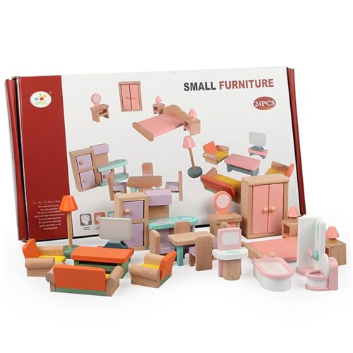 BEAHING Doll House Möbel, Holzpuppenhausmöbel mit 24 Prozent süßer Puppenhausmöbel Simulation Dollhouse Möbel Realistische Puppenhaus Miniaturen tun, um Spielzeug für Kinder zu Spielen von BEAHING